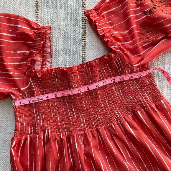 Sachin & Babi Lola Striped Orange Shibori Puff Sleeve Mini Dress Women’s Small - Picture 6 of 8